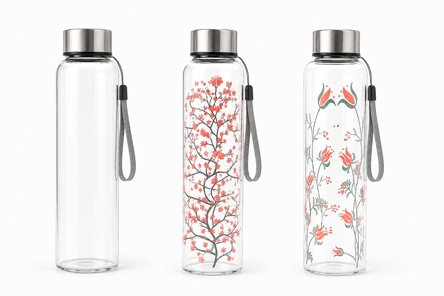 bottle with floral printing