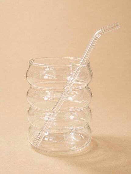 Bubble Tea Glass with Glass Straw